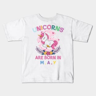 Unicorns Born In May Kids T-Shirt